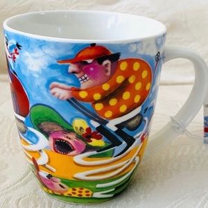 MAXWELL & WILLIAMS MUG DESIGNED BY SUE JANSON SPRING RACING 2008 PORCELAIN